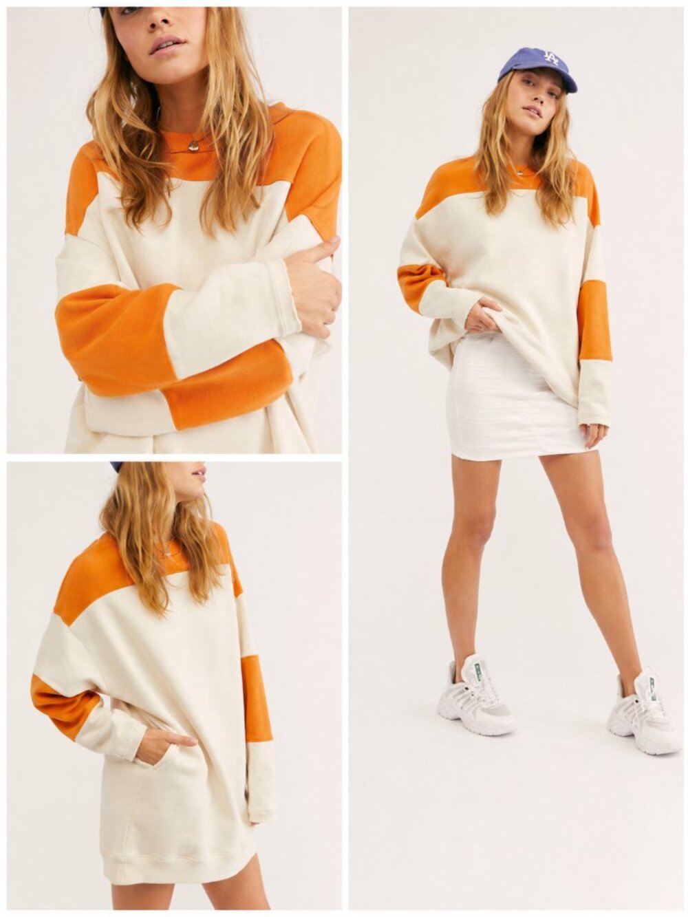 NWT Free People Jordan Pullover Sweatshirt Size S Coastal Combo Colorblock Overs